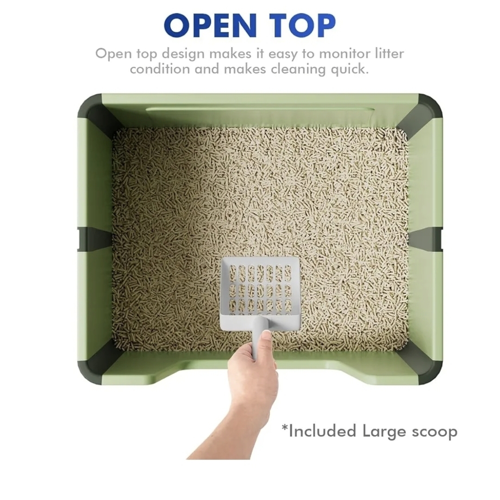 Cat Litter Box Green Foldable Open Top Portable For Travel - Picture 4 of 6